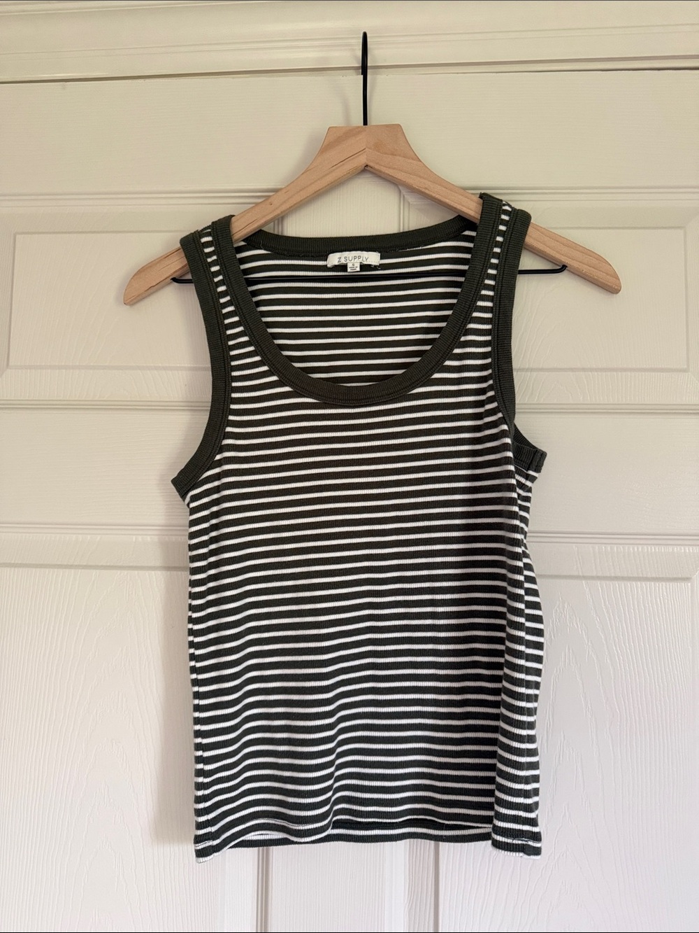 Striped Olive & White Tank Top by Z Supply